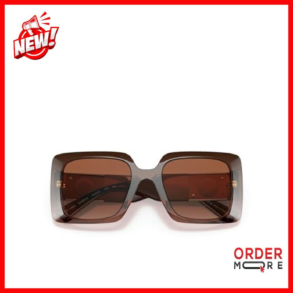 Brown Plastic Rectangle Sunglasses with Gradient … - image 4